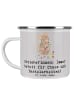 Mr. & Mrs. Panda Camping Emaille Tasse Erzieherin Chaos mit Spruch in Grau Pastell