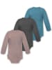 Normani Outdoor Sports 3er Pack Baby Merino Body Langarm Auckland in Blau/Anthrazit/Rosa