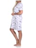 NORMANN kurzarm Nachthemd floralem Alloverprint und Knopfleiste am Hals - 79284 in weiss