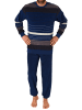 NORMANN Frottee Schlafanzug Pyjama langarm Bündchen StreifenLook - 75426 in blau
