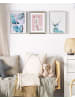 Beliani Wandbild mit Rahmen AGENA in Blau/Rosa/Grün - (W) 30 x (H) 40 x (L) 5 cm