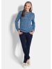 GOLDNER Kurzgröße:  Strickpullover Hüftlanger Langarm Pullover, Zopfstrick in blau / gemustert