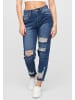 Cloud5ive Cloud5ive High-Waist Boyfriend Destroyed Jeans Hose 5-Pockets in blue denim