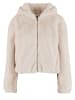 Urban Classics Urban Classics Ladies Full Zip Faux Fur Hoodie in whitesand