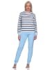 NORMANN Frottee Schlafanzug langarm Bündchen Streifen - 82799 in blau