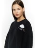 myMo Damen Sweatshirt Mit Applikation in Schwarz