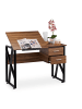 relaxdays Schreibtisch in Holzoptik/Schwarz - (B)110 x (H)75 x (T)55 cm