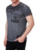 Rusty Neal Verwaschenes T-Shirt mit Doppelter Knopfleiste in Anthrazit