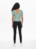 ONLY Geripptes T-Shirt Kurzarm V-Neck Top mit weiten Ärmeln ONLLEELO in Mint