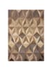 KADIMA DESIGN Wollteppich 3D Geometrisch, Wohnzimmer in Braun-Beige