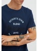 BLEND Logo Print T-Shirt Rundhals Regular Fit Kurzarm Shirt Baumwolle in Dunkelblau