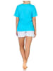 NORMANN Schlafanzug kurzarm Shorty Pyjama Pyjamahose Herz print - 85327 in hellblau
