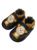 Bemesu Schwarze Leder Krabbelschuhe für Babys mit rutschfester Sohle – Affen-Muster