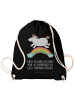 Mr. & Mrs. Panda Sportbeutel Einhorn Regenbogen mit Spruch in Schwarz