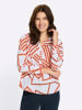 Sieh an! Schlupf-Bluse in weiß-orange-bedruckt