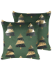 Beliani 2er-Set Dekokissen GOLDSPRUCE in Grün/Gold/Schwarz