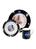 Nasa 3-teilig NASA Frühstücksset Geschirr Set Teller Schale Tasse in blau/schwarz