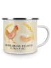 Mr. & Mrs. Panda Camping Emaille Tasse Huhn Stolz mit Spruch in Vintage