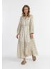 IZIA Damen Maxikleid Mit Stickerei in Wollweiss mit Goldenen Blumen