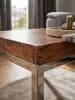KADIMA DESIGN Couchtisch Sheesham | Massiv, Metall, Landhaus, Dunkelbraun