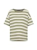 ELBSAND T-Shirt Luani in Green Leaf + Cloud White STRIPE