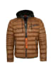 Milestone Stepplederjacke Lammnappa Kapuze in Cognac