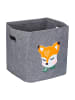 relaxdays Kinder-Aufbewahrungsbox "Fuchs" in Grau - (B)33 x (H)33 x (T)33 cm