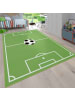 KADIMA DESIGN Kinderteppich waschmaschinenwaschbar Fußballfeld Kinderzimmer in Grün