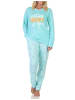 NORMANN Schlafanzug langarm Pyjama Schleifen Motiv in türkis