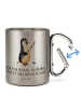 Mr. & Mrs. Panda Edelstahlbecher Pinguin Angler mit Spruch in Silber