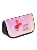 Mr. & Mrs. Panda Kosmetiktasche Flamingo Yoga mit Spruch in Aquarell Pink