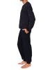 NORMANN Langarm Schlafanzug Pyjama Bündchen Minimal-Print in marine