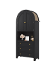 ABRIHOME Bogenschrank in Schwarz mit Schubladen Türen und offenem Regal Hoch 
