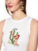 MARC CAIN SPORTS  Ripp-Top mit Kaktus-Print in White