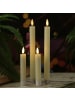 MARELIDA 2x LED Stabkerze LINA Rustik-Optik Echtwachs H: 25cm in creme