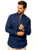 behype Langarmhemd - aus Leinen im Regular-Fit mit Stehkragen in Navy