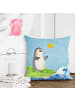 Mr. & Mrs. Panda Schmusekissen Pinguin Surfer ohne Spruch in Eisblau
