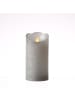 MARELIDA LED Kerze Twinkle Echtwachs bewegte Flamme D: 7,5cm H: 15cm in silber