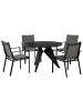 Beliani 5-tlg Gartentisch Set OLMETTO/BUSSETO in Schwarz/Grau/Braun