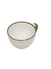 Siaki Collection Großer Becher für Kaffee oder Tee mit Untertasse in Beige, 11,6 x 7,6 x 15 cm