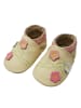 Yalion Leder-Krabbelschuhe "3 Blumen" in Beige