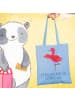 Mr. & Mrs. Panda Einkaufstasche Flamingo Yoga mit Spruch in Sky Blue