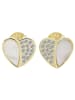 Adeliás Damen Ohrstecker Herz aus 925 Silber mit Zirkonia in gold