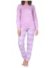 NORMANN Schlafanzug Pyjama langarm Karo Hose Jersey in lila