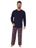 NORMANN Schlafanzug lang Pyjama FlanellHose Karo - 75017 in marine