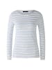 Oui Langarmshirt aus elastischer Baumwoll-Modal-Mischung in White Blue