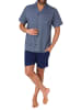 NORMANN kurzarm Schlafanzug Shorty Pyjama zum durchknöpfen - 78266 in marine