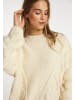 IZIA Damen Oversize-Grobstrickpullover in Wollweiss