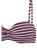 Venice Beach Bügel-Bandeau-Bikini-Top in bordeaux-weiß