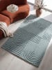 KADIMA DESIGN Wollteppich Kurzflor LEVEN Geometrisch Naturfaser Skandinavisch in Blau